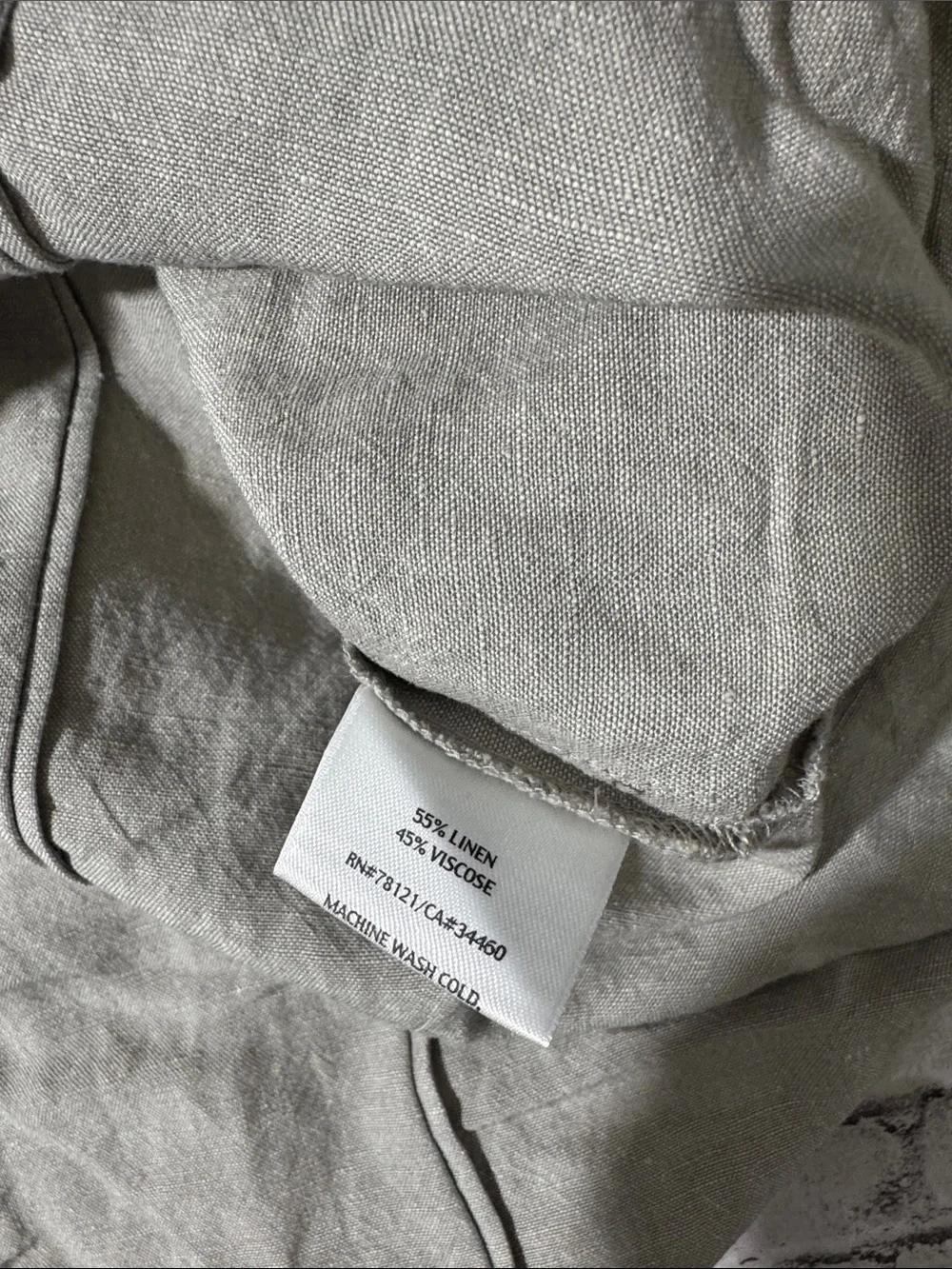 Eileen Fisher womens L Large light tan linen blend button up lightweight jacket
